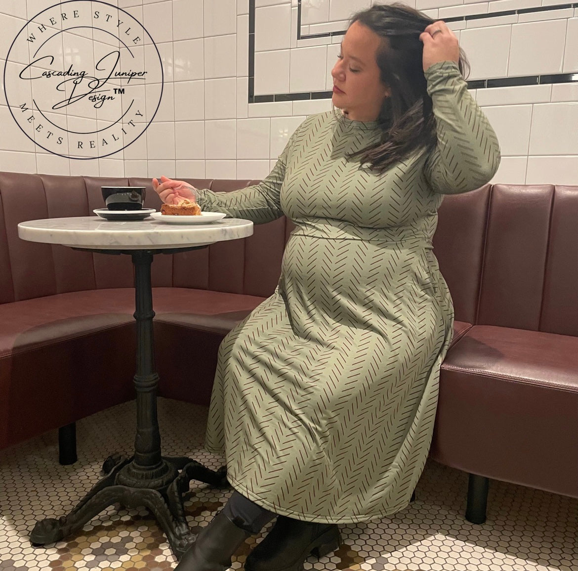 Juniper Green Patterned Dress, Ethically Made