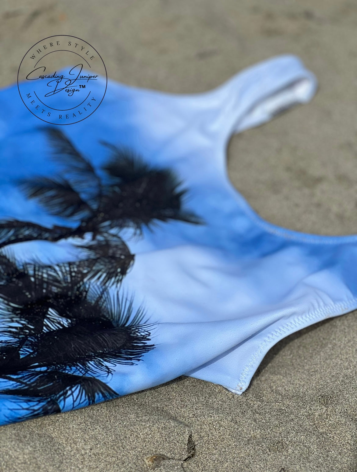 Blue Palm Women's One-Piece Swimsuit, Ethically Made, UPF 50+