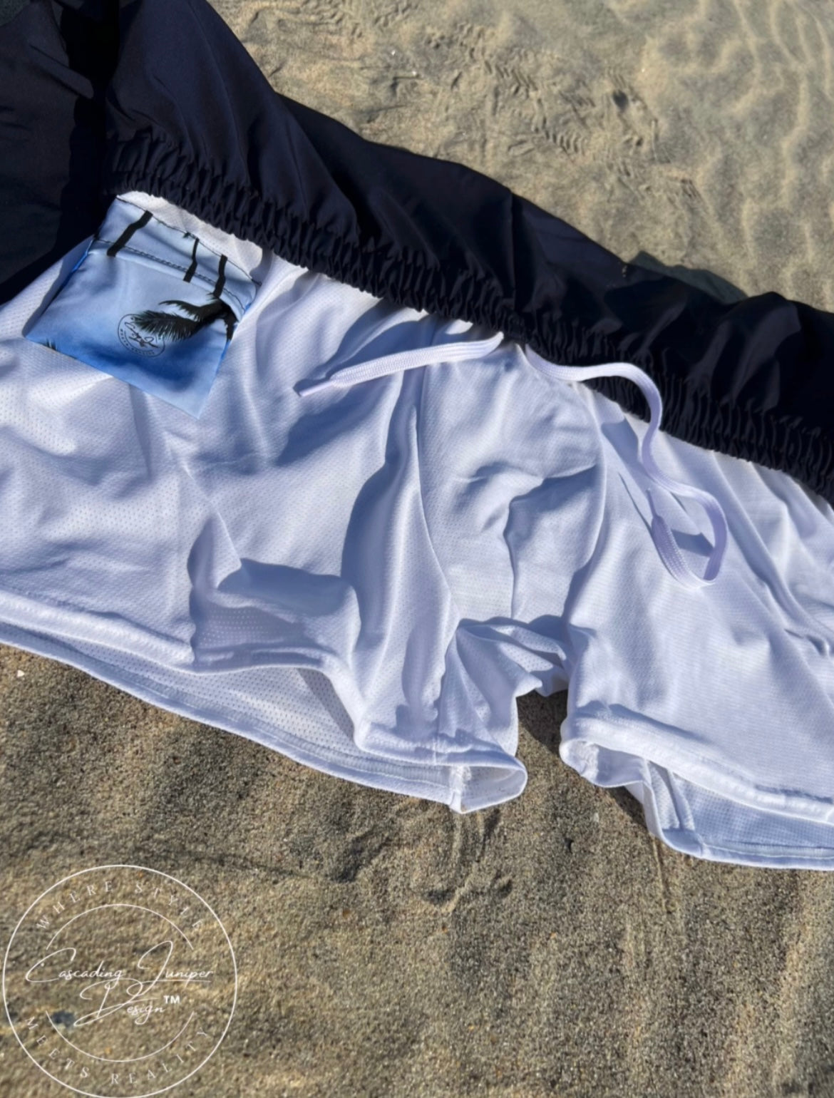 Blue Palm Men's Swim Trunks, Ethically Made, UPF 50+