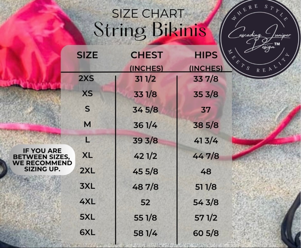 Pink Floral Women's String Bikini, Ethically Made, UPF 50+