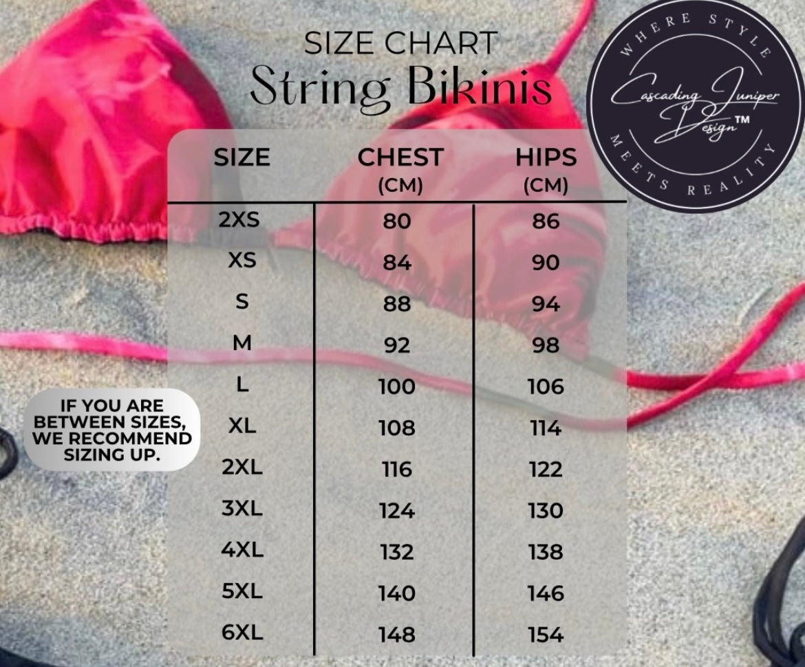 Blue Palm Women's String Bikini, Ethically Made, UPF 50+