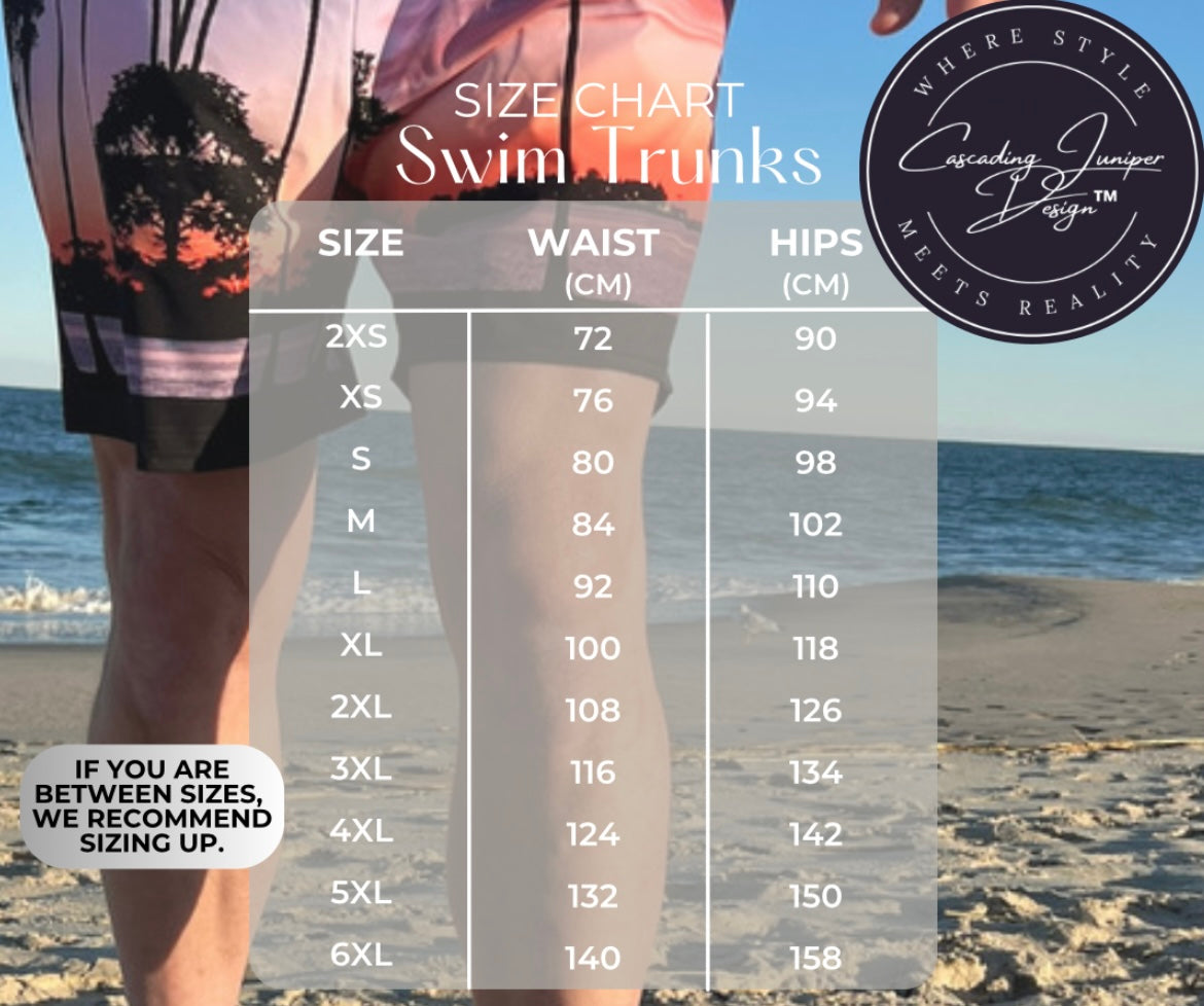 Blue Palm Men's Swim Trunks, Ethically Made, UPF 50+