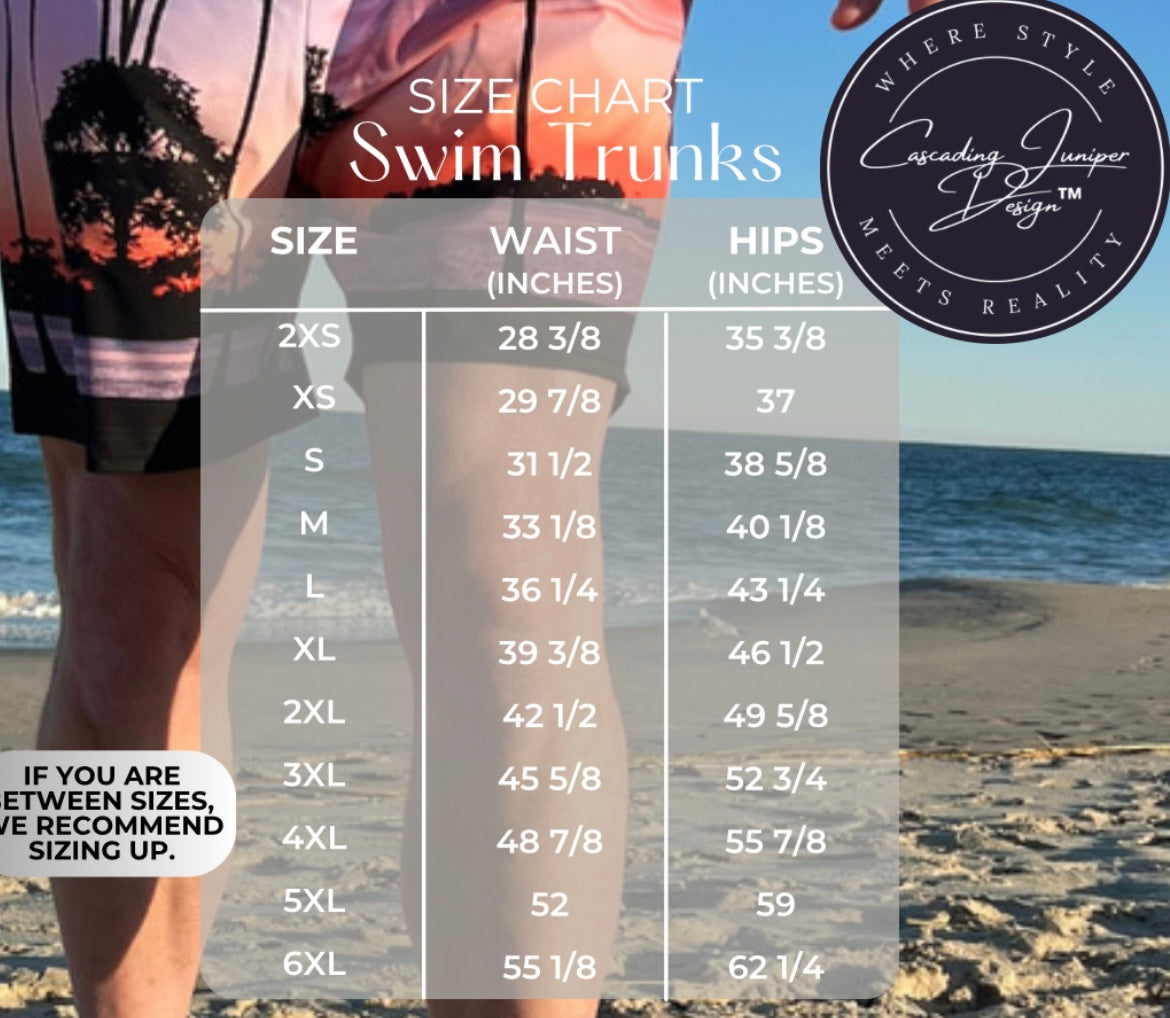 Sunset Men's Swim Trunks, Ethically Made, UPF 50+
