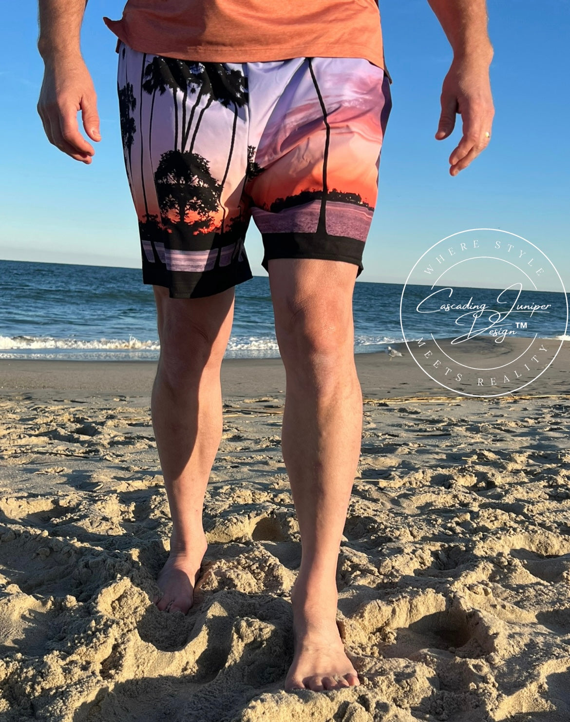 Sunset Men's Swim Trunks, Ethically Made, UPF 50+