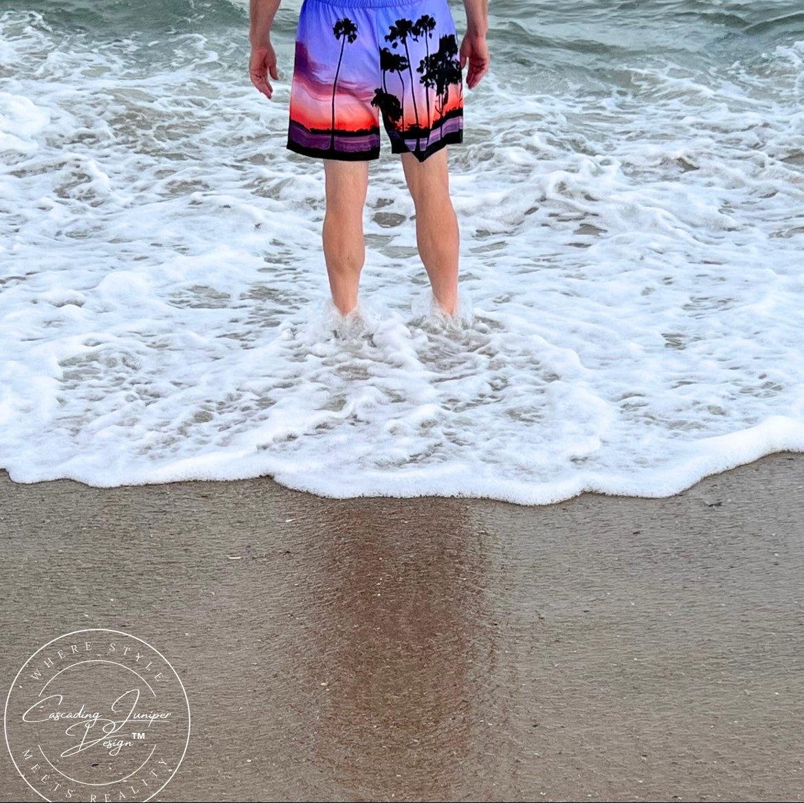 Sunset Men's Swim Trunks, Ethically Made, UPF 50+