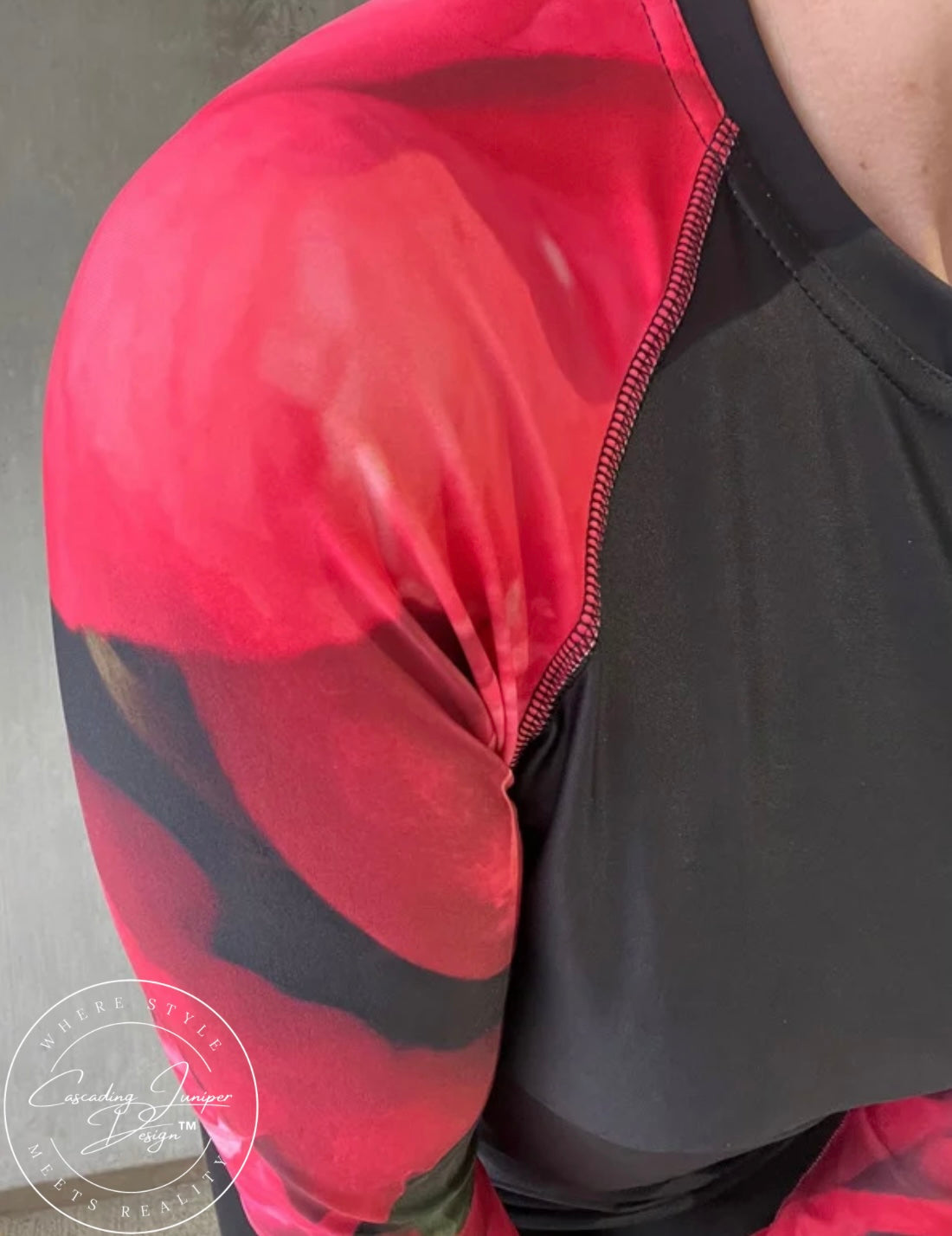 Red Rose Women's Rash Guard, Ethically Made, UPF 50+