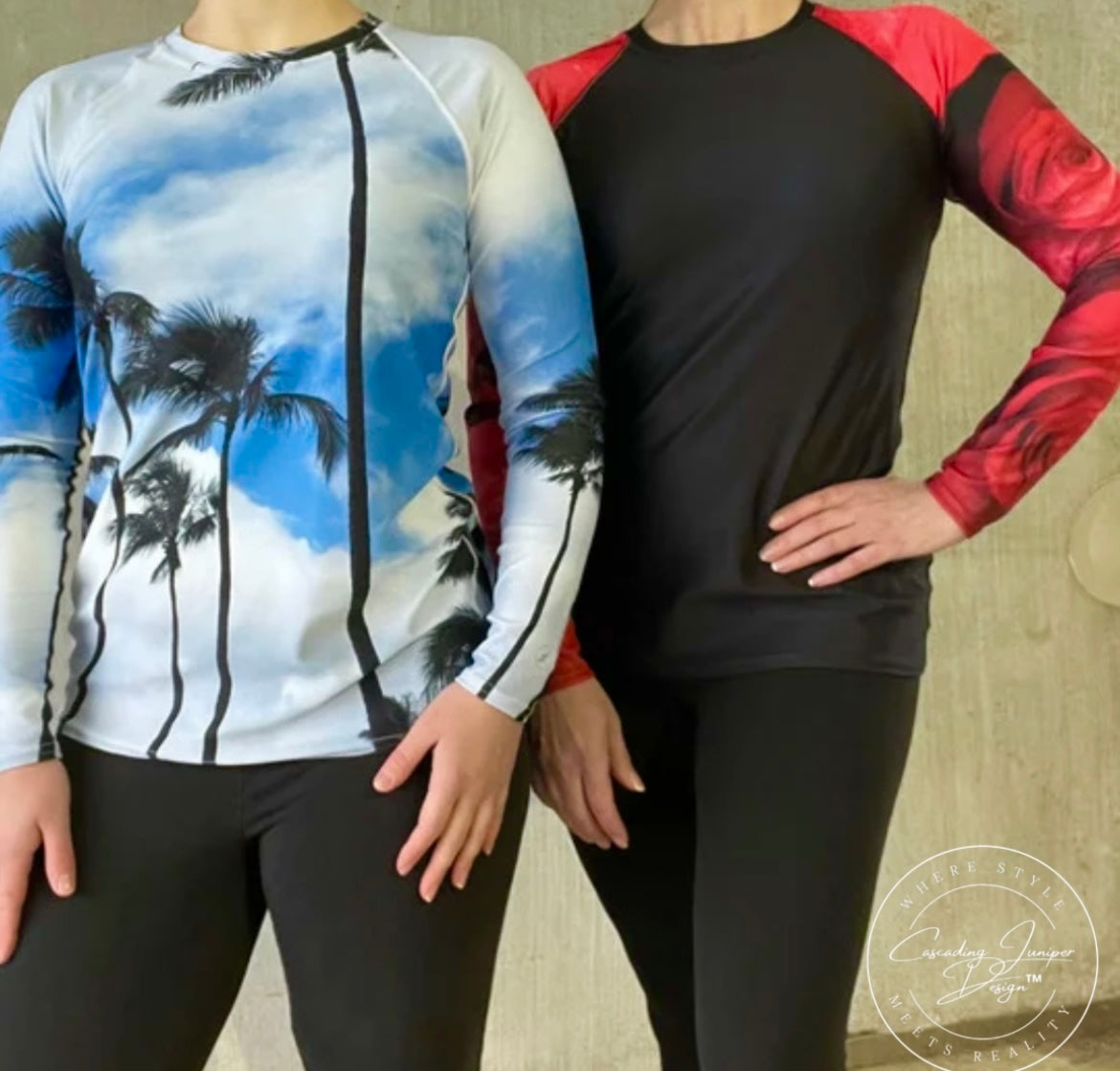 Blue Palm Women's Rash Guard, Ethically Made, UPF 50+