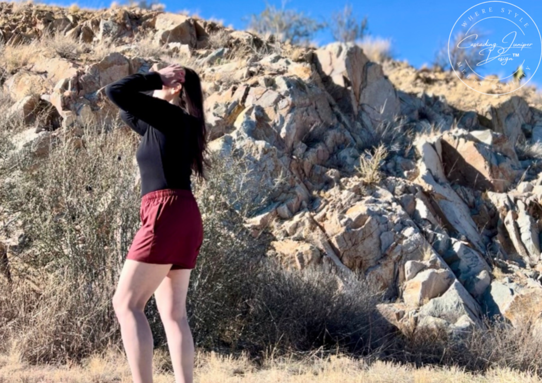 Women’s Adventure Shorts, Burgundy, Ethically Made, UPF 50+