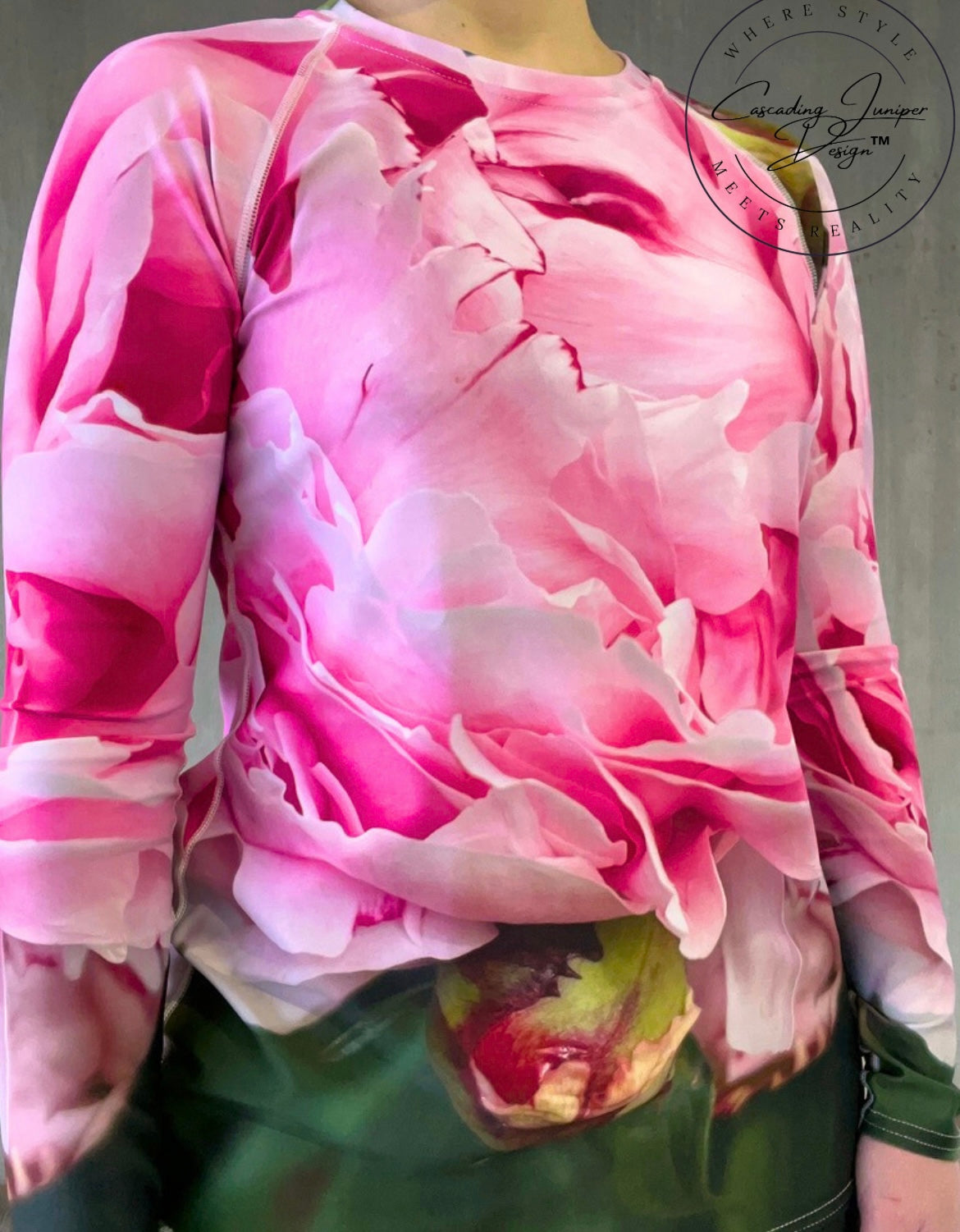 Pink Floral Women's Rash Guard, Ethically Made, UPF 50+